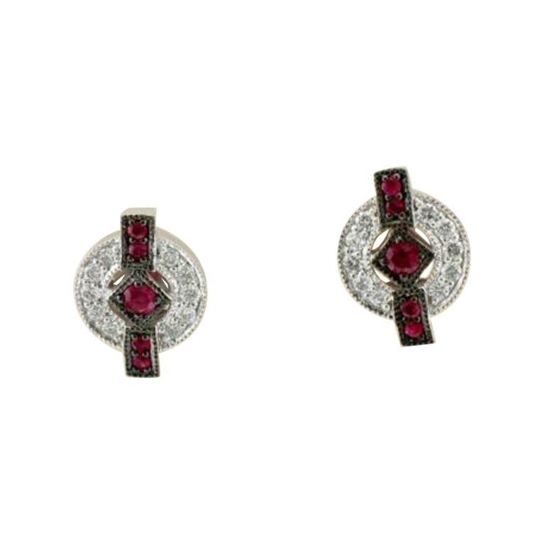 Le Vian Earrings Featuring Passion Ruby Vanilla Diamonds Set in 14K