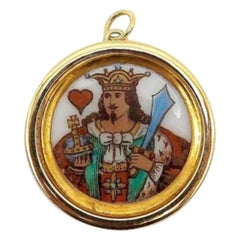 Antique 14k Gold Victorian Era King of Hearts Whist Marker Pendant