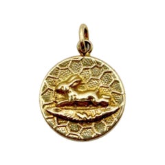 14k Gold Victorian Inspired Signature Running Rabbit Pendant-Charm