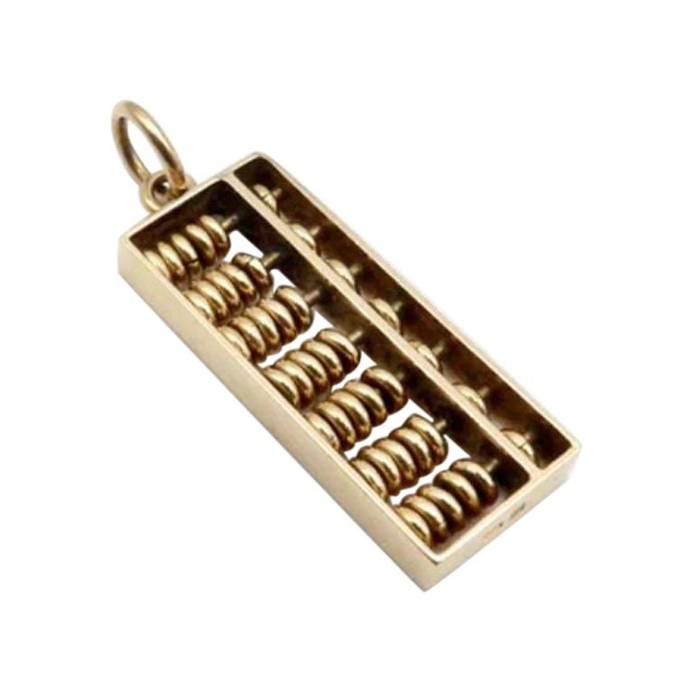 14k Gold Vintage Abacus Charm or Pendant For Sale