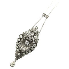 Antique 14k Gold & Sterling Silver Belle Epoque Diamond Necklace