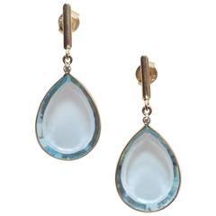 Aquamarine Diamond Gold Drop Earrings