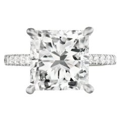 Platinring, GIA-zertifizierter 4,31 Karat Diamant in Prinzessinnenform, F Farbe
