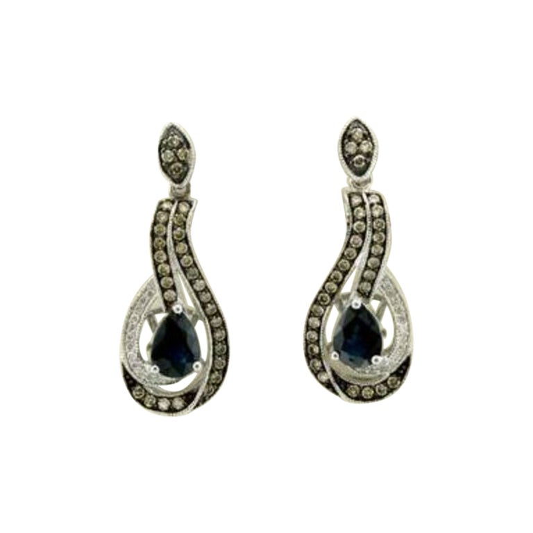 Le Vian Earrings Featuring Blueberry Sapphire Chocolate Diamonds For Sale