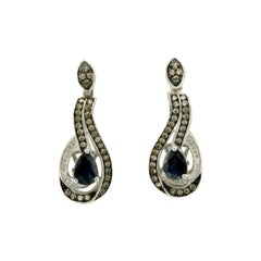 Boucles d'oreilles Le Vian avec saphir bleu-vert et diamants chocolat