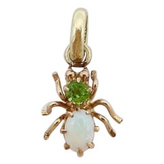 Antique 14k Victorian Ant Charm-Pendant with Opal & Peridot