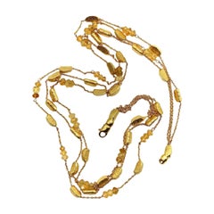 18K Gold Bar and Citrine Briolette Multi Strand Necklace, circa 2000