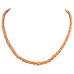 Antique Coral and Rock Crystal Bead Necklace, 9k Gold