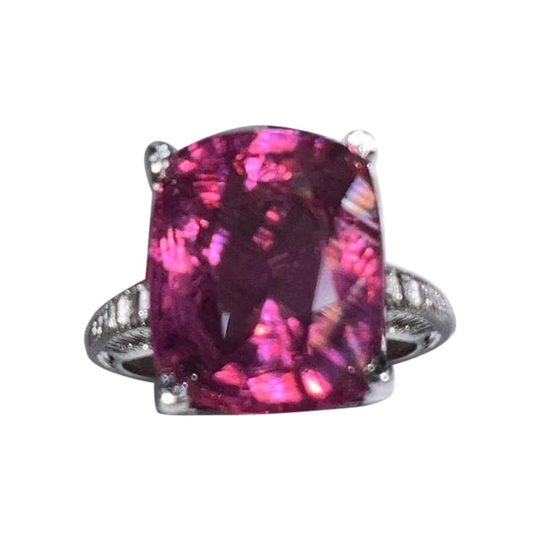 Rare 10.4 Carat Purplish Pink Spinel Solitaire Ring, GIA Certified