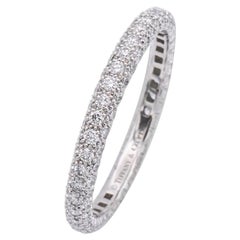 Tiffany and Co. Platinum Etoile 3 Row Small Micro Pave Diamond Small Band Ring S