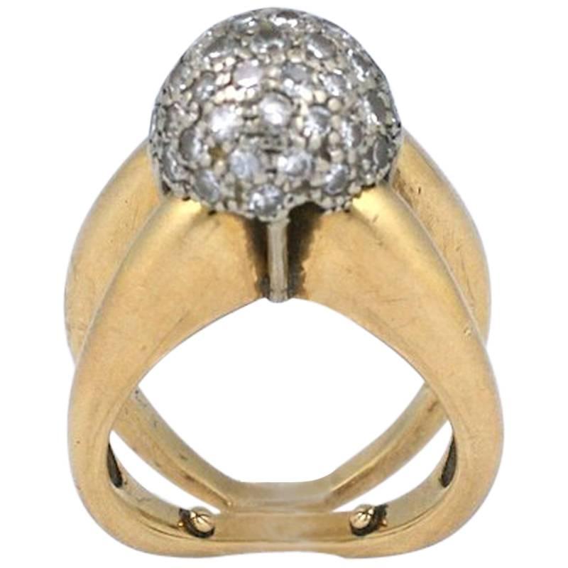 Modernist Pave Diamond Ball Ring