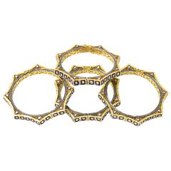 Collection of Four Diamond and Vermeil Bangle Bracelets 9