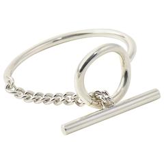 Hermes Croisette Sterling Silver Toggle Cuff Bracelet