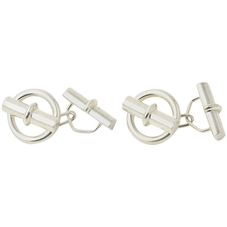 Classic Hermes Sterling Silver Cufflinks at 1stDibs