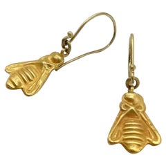 Vintage 22K Gold Handmade Bee Earrings