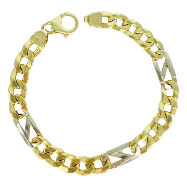 Vintage Men’s Two-Tone Fancy Link Cuban Curb Link Bracelet Italy 14k ...
