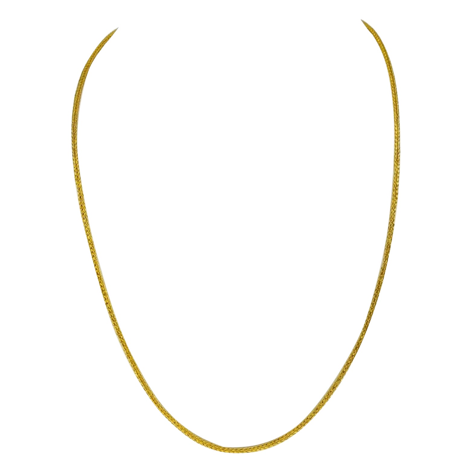 Vintage 24 Karat Gold Braided Wheat Woven Necklace