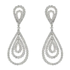 Vintage 18K White Gold 21 Carat Diamond Chandelier Dangling Earrings