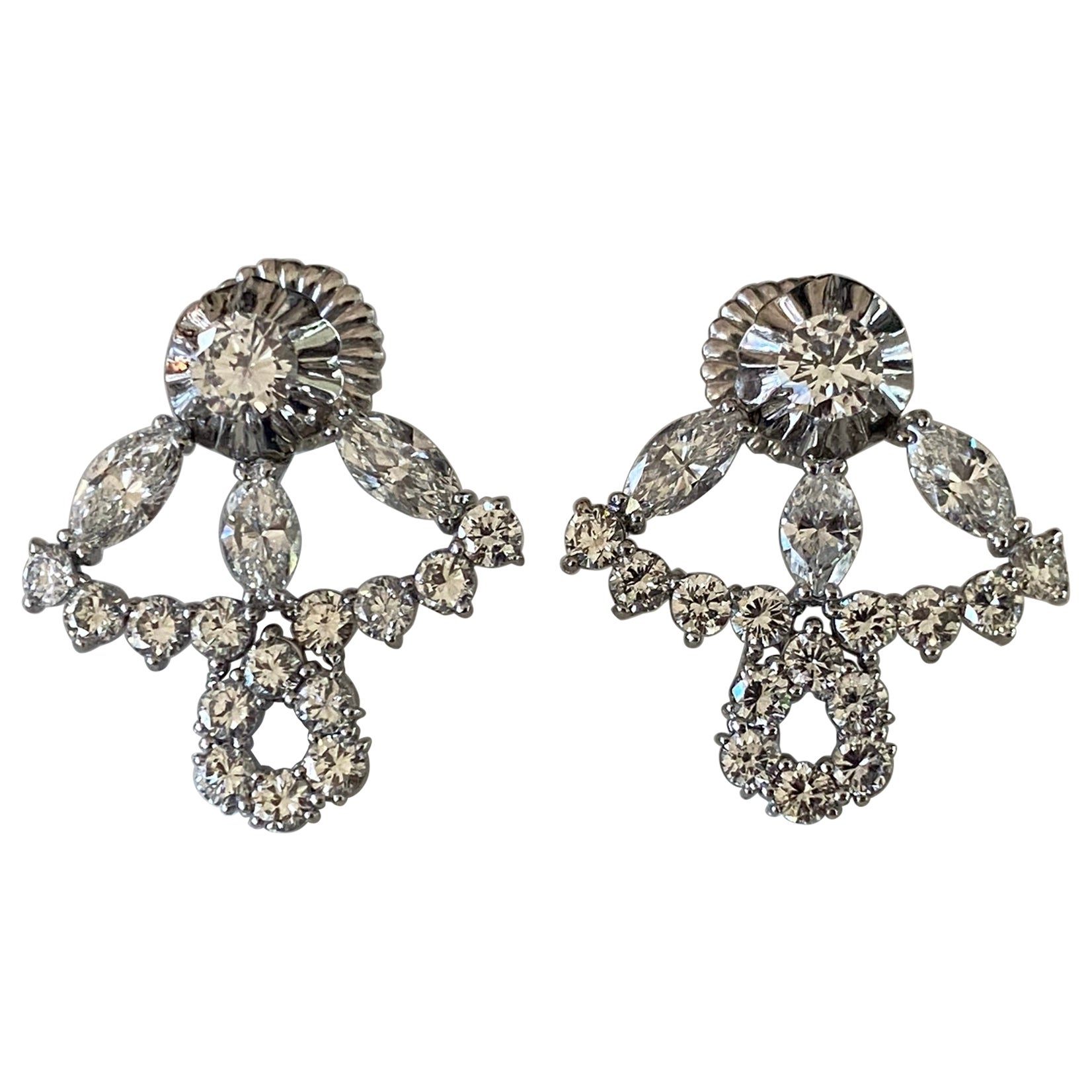 Boucles d'oreilles en diamant de style Art déco  en vente