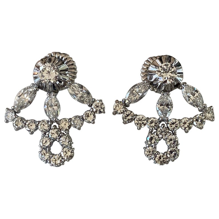Art Deco Style Diamond Earrings For Sale at 1stDibs