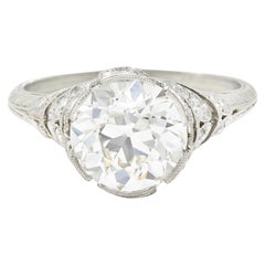 Belle Epoque 2.98 Carats Old European Diamond Platinum Antique Engagement Ring
