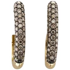 Boucles d'oreilles de vente Grand Sample avec diamants chocolat sertis en or jaune 14 carats