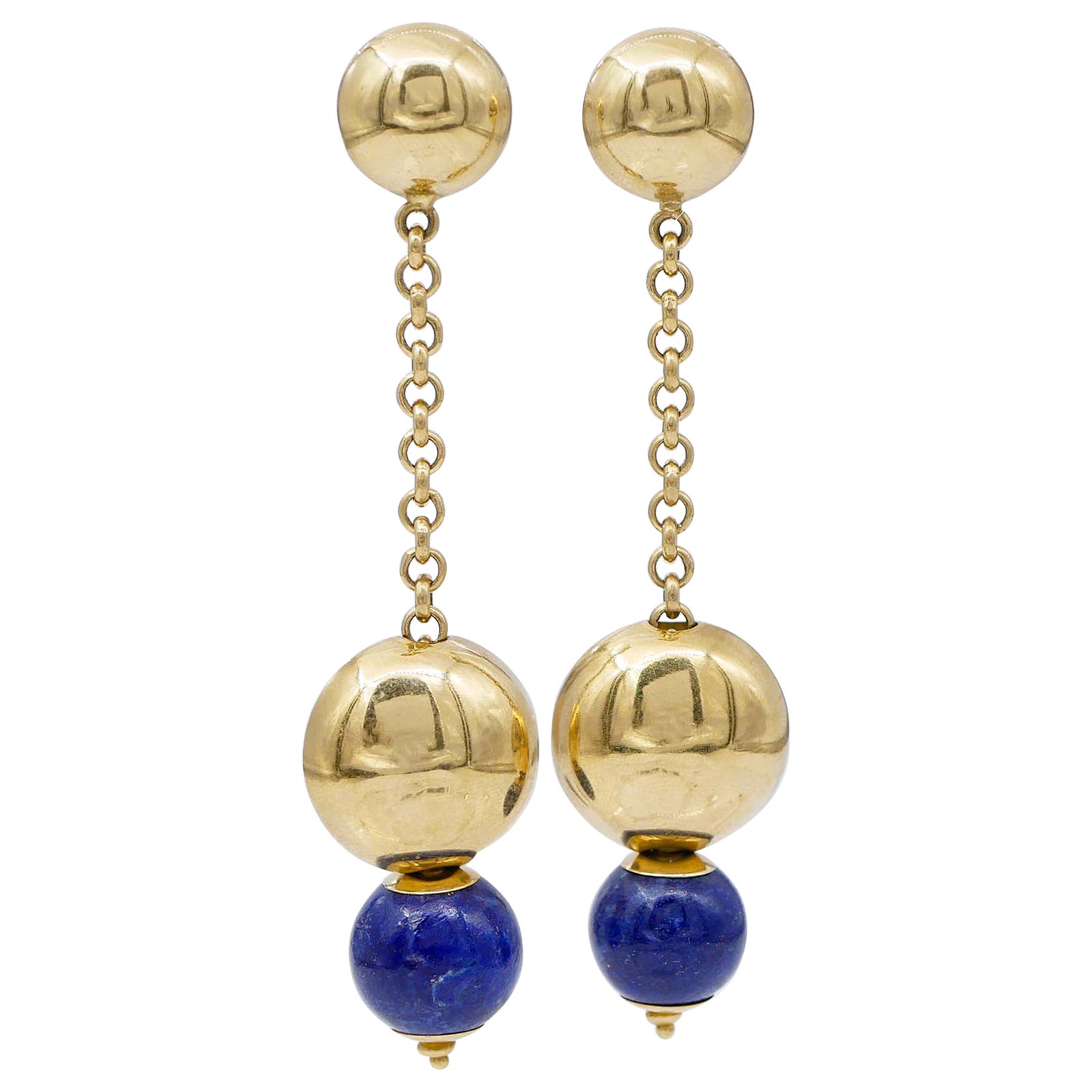 Lapislazuli, 18 Karat Yellow Gold Dangle Earrings