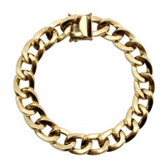 14K Gold Squared Curb Link Vintage Bracelet