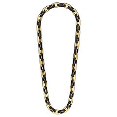 Tiffany Bold 18ct Gold and Black Onyx Long Chain Sautoir Necklace circa 1970s