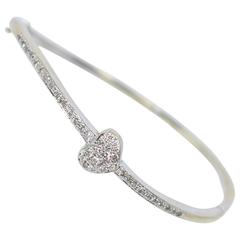 Diamond Pave Gold Heart Bangle Bracelet 3