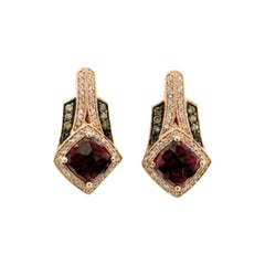 Le Vian Chocolatier Earrings Featuring Raspberry Rhodolite Chocolate Diamonds