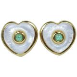 Pearl Cabochon Emerald Gold Earrings 