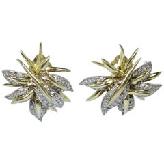 Vintage Diamond Pave Gold Starburst Earrings