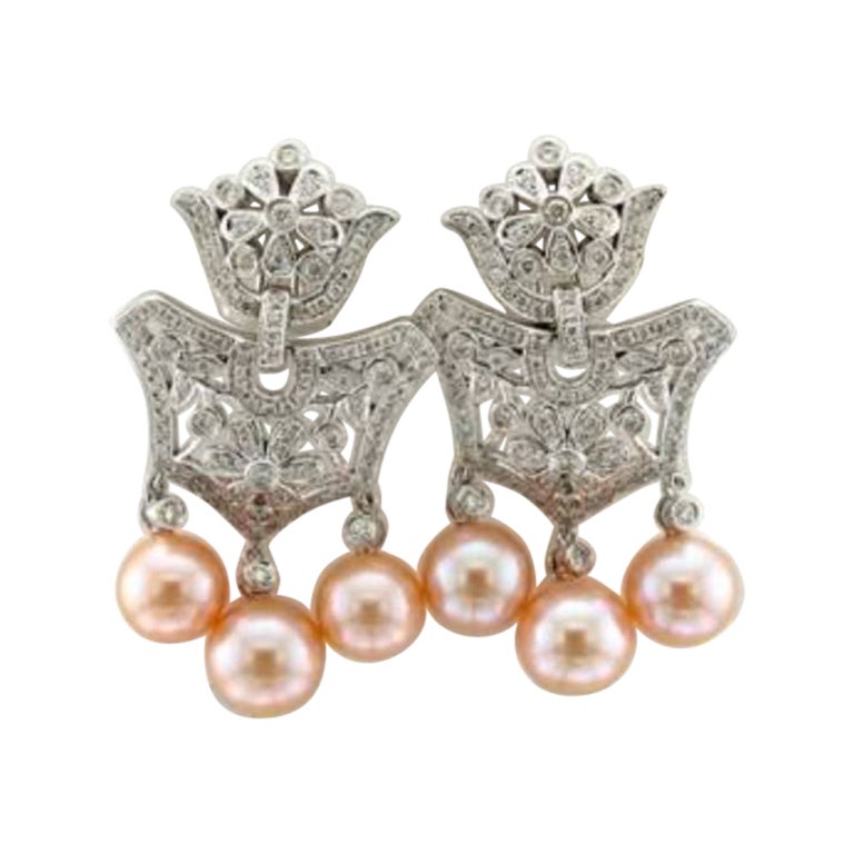 Le Vian Earrings Featuring Vanilla Pearls Vanilla Diamonds For Sale