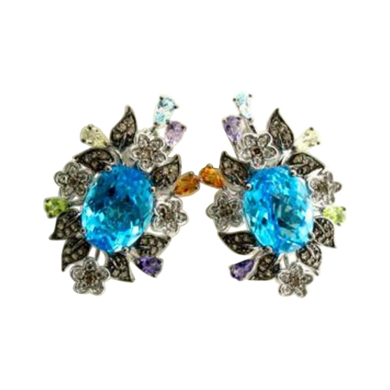 Le Vian Earrings Featuring Blue Topaz, Multicolor Semiprecious For Sale