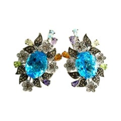 Le Vian Earrings Featuring Blue Topaz, Multicolor Semiprecious