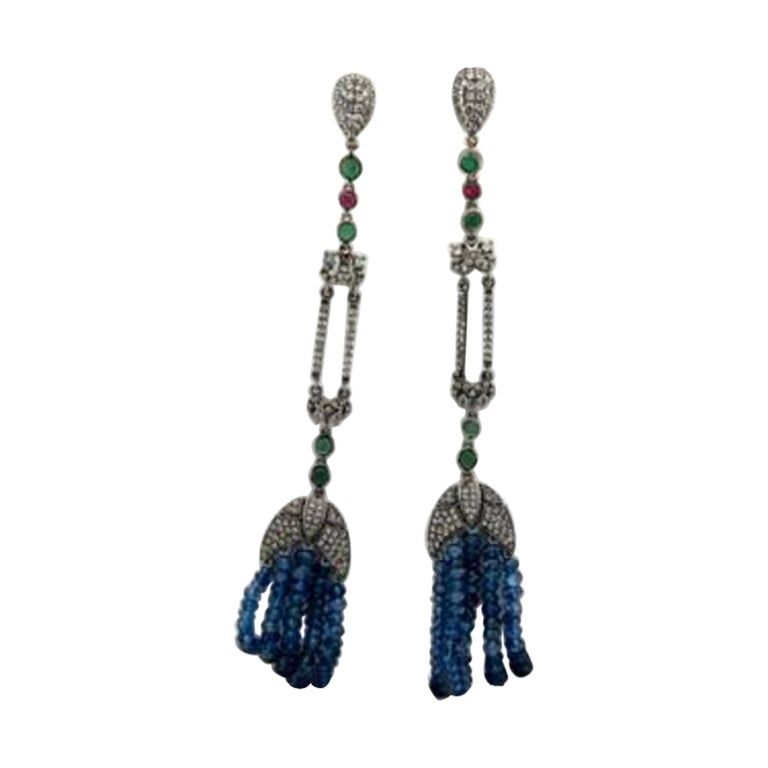 Grand Sample Sale Earrings Featuring COSTA Smeralda Emeralds, Passion Ruby For Sale