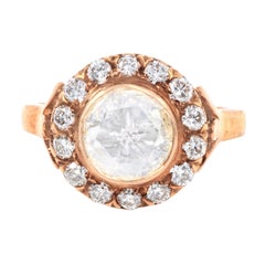 Anello in oro 18 carati con diamante da 1,22 carati in stile Art-Deco