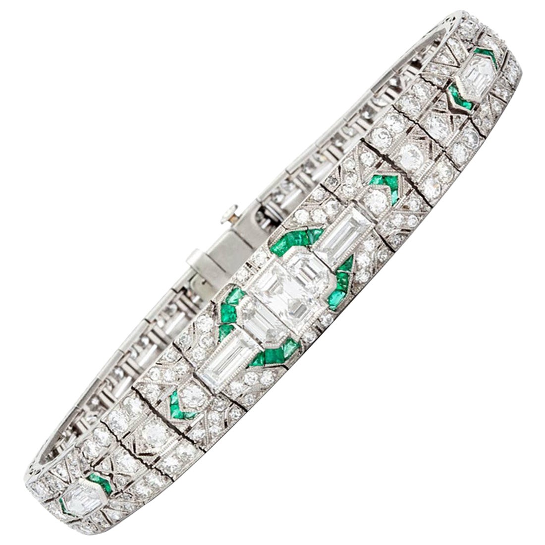 Art Deco Emerald Diamond Bracelet