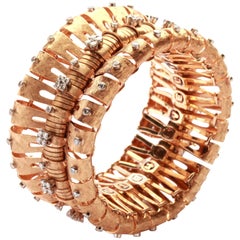 1950s Italian Retro Diamond Gold Bracelet