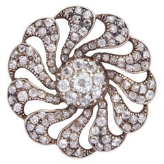 Antique Art Deco, Diamond Flower Brooch Pin