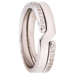 Retro Dinh Van Paris Geometric Ring In 18Kt White Gold With 16 VS Diamonds