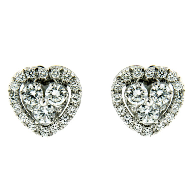Diamond Gold Heart Earrings For Sale