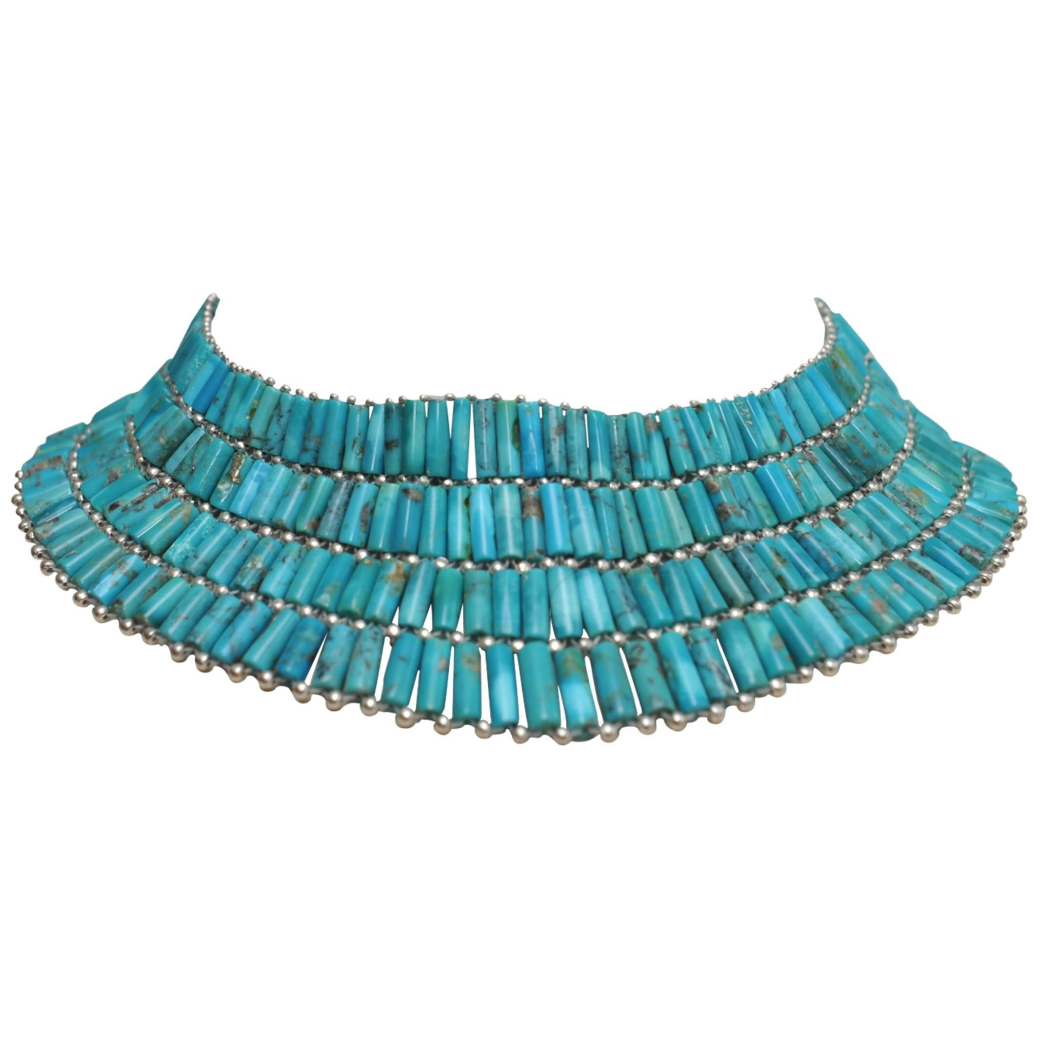 Turquoise Sterling Silver Collar Necklace