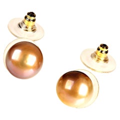 AJD Iridescent Bronze Pearl Studs with 14K Posts   Great Gift!
