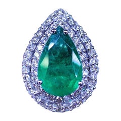 Ring mit zertifiziertem Zambia-Smaragd und Diamanten, Ct 6,74 von Zambia
