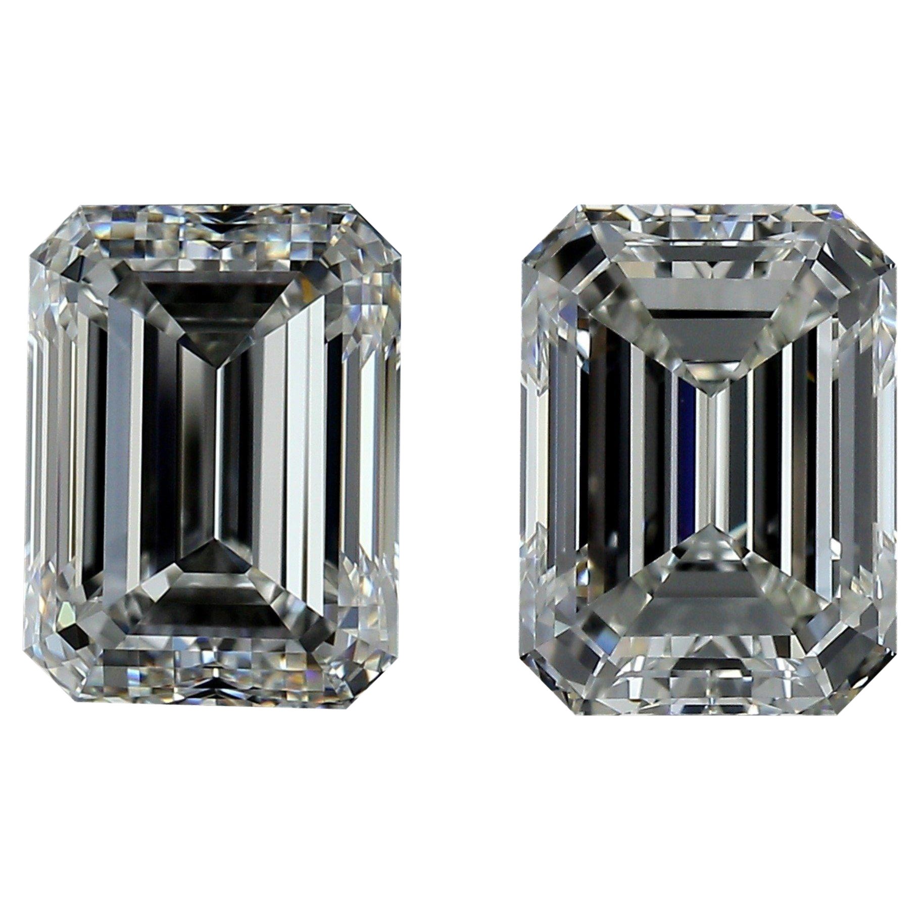 2 Teile Naturdiamanten - 0,80 ct - Smaragd - D (Farblos) - VVS1- GIA-zertifiziert im Angebot