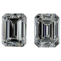 2 pices Diamants naturels - 0,80 carat - meraude - D (non color) - VVS1- Certificat GIA