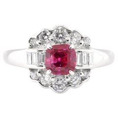 GIA Certified 1.13 Carat Natural Untreated Ruby and Diamond Ring Set in Platinum