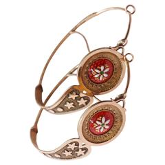 Antique French Napoleonic Empire Enamel Gold "Poissardes" Earrings